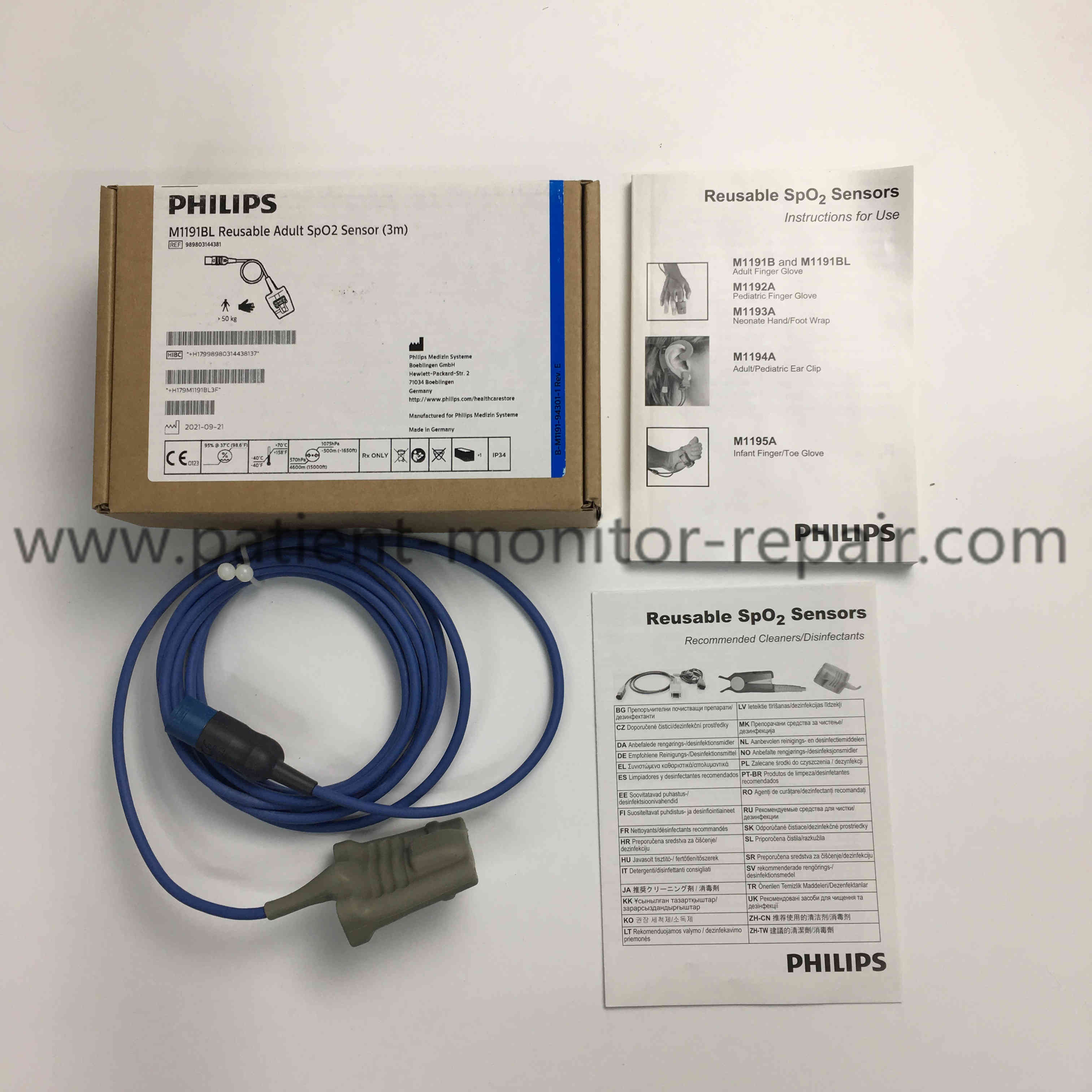 Philips M1191BL Reusable Adult SpO2 Glove Sensor 3M 989803144381