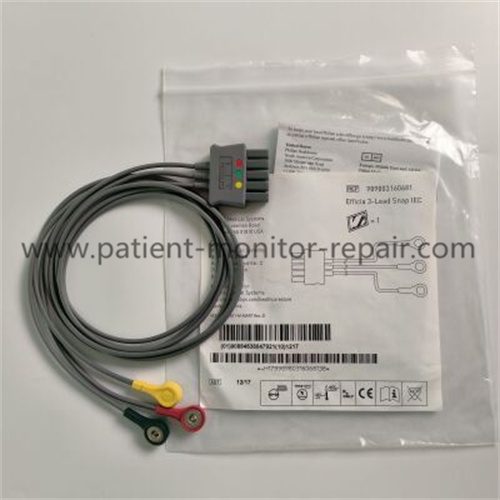 Philips 989803160681 Efficia 3-Lead Set ECG/EKG Cable Reusable Snap IEC 