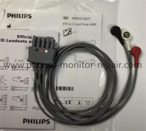 PHILIPS Efficia 3-Lead Snap AAMI Reusable ECG Leadsets And Cables REF 989803160671-1